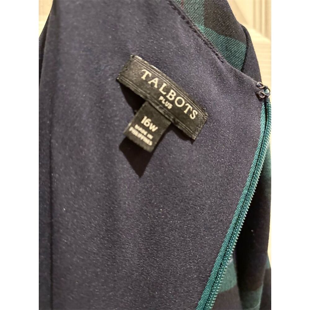 Talbots Women's Plus Size 16 Tartan Plaid Shift Dress 3/4 Sleeve - Picture 7 of 12